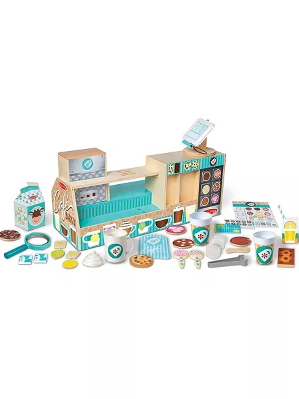New Melissa & Doug Wooden Café Barista Coffee Shop 35-piece toy set